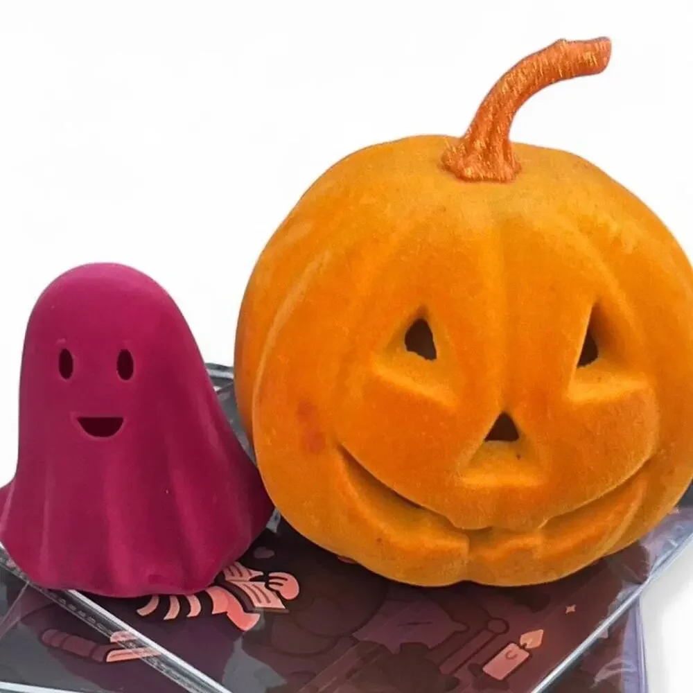 Hot Electric Pink Velvet Flocked Ghost Statue Figure Decor Dopamine Creepycute